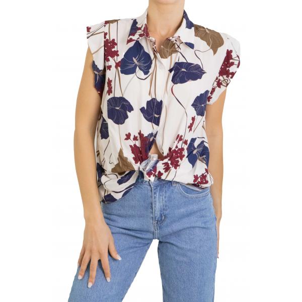 Camicia fantasia mezza manica con volant 